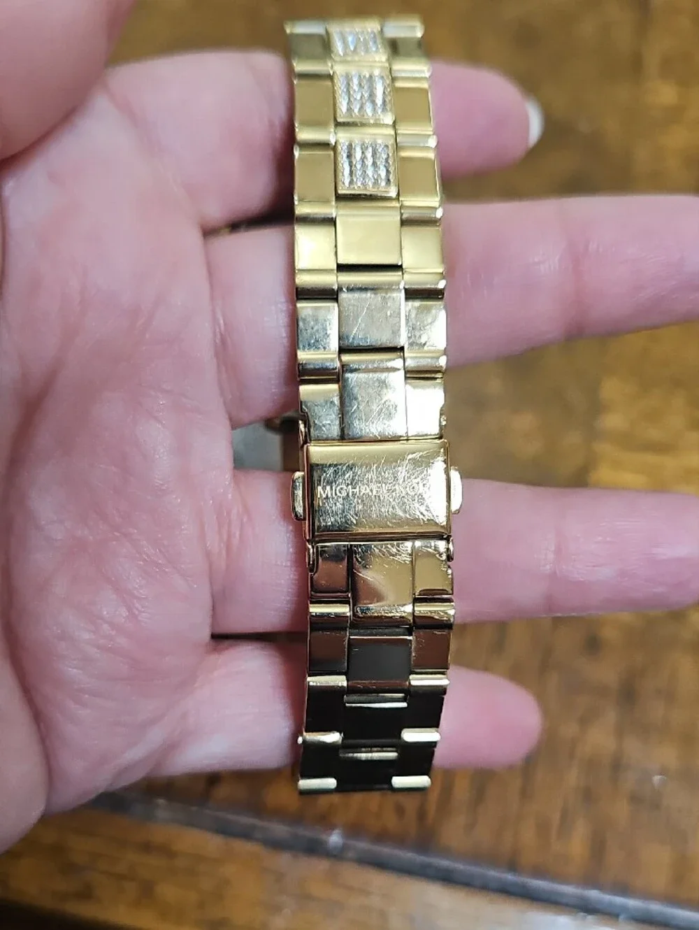Michael Kors Gold-tone Floral Crystal Bracelet Watch with White Dial